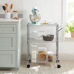 3 Tier Metal Utility Cart Chrome - Brightroomâ„¢
