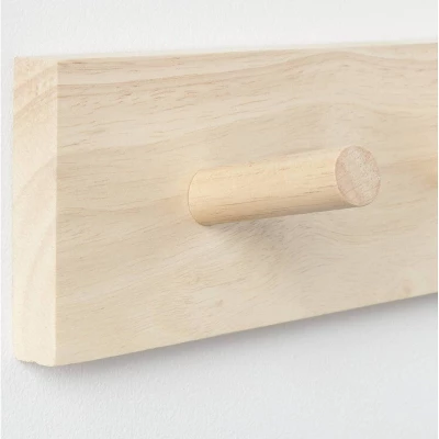 Wood 3 Hooks Rail Natural - Brightroom™ 4 Wood 3 Hooks Rail Natural - Brightroom™ - Image 2