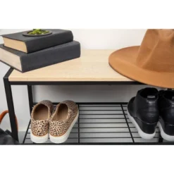 3 Tier Shoe Rack Black Metal With Natural Wood - Brightroom™ -Home Essentials Shop GUEST 25c02cd7 83d7 43ab b1c5 e81b1f1b8427