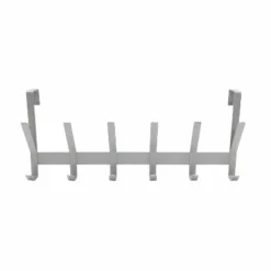 Heavy Duty Over The Door 6 Hooks Rail Matte Gray - Brightroom™