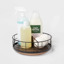 Divided Turntable Black Wire With Natural Wood - Brightroom™ -Home Essentials Shop GUEST aa83c3b1 19ba 41dd ba5d e1b86512a437