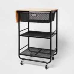 Metal Storage Cart With Mesh Drawer And Wood Top - Brightroom™ -Home Essentials Shop GUEST b9ec02d7 e818 4bdb 9f48 5453473bab39