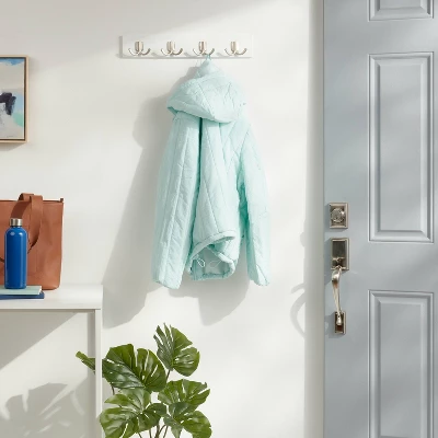 Modern Octopus 4 Hooks Rail Nickel/White - Brightroom™ 3 Modern Octopus 4 Hooks Rail Nickel/White - Brightroom™